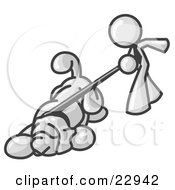Clipart Illustration Of A White Man Walking A Dog That Is Pulling On A Leash