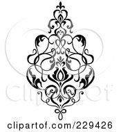 Royalty Free RF Clipart Illustration Of A Black And White Floral Bouquet Design 1