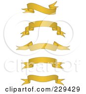 Poster, Art Print Of Digital Collage Of Golden Blank Banners - 1