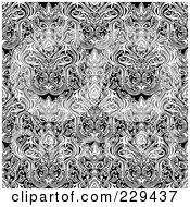 Royalty Free RF Clipart Illustration Of A Seamless Background Pattern Of Complex Black And White Damask