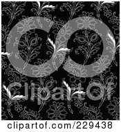 Poster, Art Print Of Seamless Background Pattern Of Black And White Floral