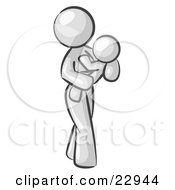Clipart Illustration Of A White Woman Carrying Her Child In Her Arms Symbolizing Motherhood And Parenting