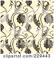 Poster, Art Print Of Seamless Background Pattern Of Black Leaves On Beige