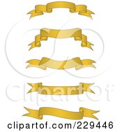 Poster, Art Print Of Digital Collage Of Golden Blank Banners - 2