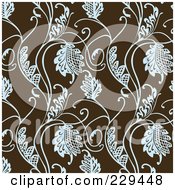 Poster, Art Print Of Seamless Background Pattern Of Blue Leaves On Brown - 3