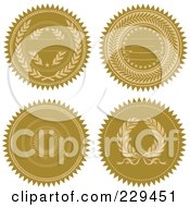 Royalty Free RF Clipart Illustration Of A Digital Collage Of Four Gold Seals by BestVector