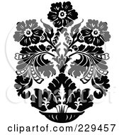 Royalty Free RF Clipart Illustration Of A Black And White Floral Bouquet Design 2