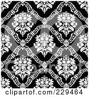Poster, Art Print Of Seamless Background Pattern Of Black And White Floral Bouquets