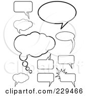 Poster, Art Print Of Digital Collage Of Black And White Speech Thought And Chat Balloons