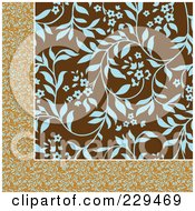 Royalty Free RF Clipart Illustration Of A Seamless Background Pattern Of Blue Ivy On Brown With A Border