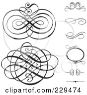 Royalty Free RF Clipart Illustration Of A Digital Collage Of Swirl Borders And Designs