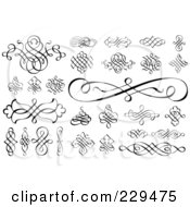 Royalty Free RF Clipart Illustration Of A Digital Collage Of Black Swirls