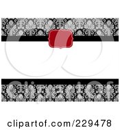 Royalty Free RF Clipart Illustration Of A Red Design Over Copyspace And Damask On An Invitation Background