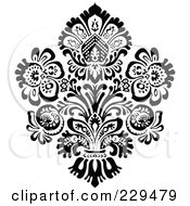 Royalty Free RF Clipart Illustration Of A Black And White Floral Bouquet Design 6