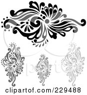 Royalty Free RF Clipart Illustration Of A Digital Collage Of Gray And Black Swirl Designs