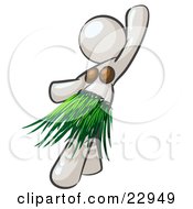 Clipart Illustration Of A White Hula Dancer Woman In A Grass Skirt And Coconut Shells Performing At A Luau by Leo Blanchette