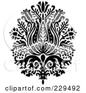 Royalty Free RF Clipart Illustration Of A Black And White Floral Bouquet Design 8