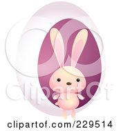 Poster, Art Print Of Cute Pink Rabbit By A Pink Egg