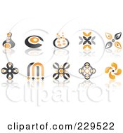 Digital Collage Of Abstract Black And Orange Logo Icons