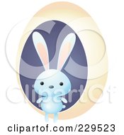 Poster, Art Print Of Cute Blue Rabbit By A Yellow Egg