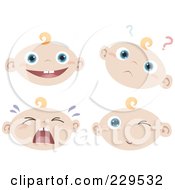 Royalty Free RF Clipart Illustration Of A Digital Collage Of Happy Confused Crying And Winking Baby Faces by Qiun