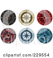 Royalty Free RF Clipart Illustration Of A Digital Collage Of Ornate Compasses