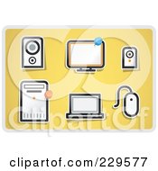Digital Collage Of Office Icons On Yellow