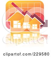 Poster, Art Print Of Decline Graph Behind Orange Homes