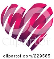 Royalty Free RF Clipart Illustration Of A Dark Pink Ribbon Heart by Qiun