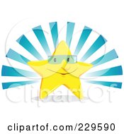 Poster, Art Print Of Happy Star Wearing Shades Against Blue Rays