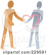 Poster, Art Print Of Two Paper People With A Heart