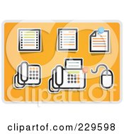 Poster, Art Print Of Digital Collage Of Office Icons On Orange