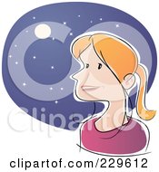 Royalty Free RF Clipart Illustration Of A Sketched Woman Looking At The Moon