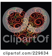 Poster, Art Print Of Sketched Swirl Heart On Black