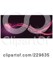 Poster, Art Print Of Pink Ribbon Heart And Waves Over Purple