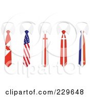 Digital Collage Of Canadian American England Denmark And Holland Flag Business Ties And White Collars