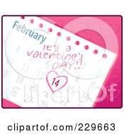 Royalty Free RF Clipart Illustration Of A February Valentines Day Calendar On Pink by Qiun