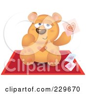 Poster, Art Print Of Teddy Bear Holding Up A Heart Card