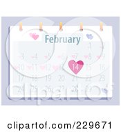 Poster, Art Print Of February Valentines Day Calendar On Purple