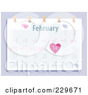 Royalty Free RF Clipart Illustration Of A February Valentines Day Calendar On Purple by Qiun