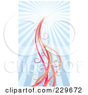 Poster, Art Print Of Background Of Swirl Lines Over Blue Rays