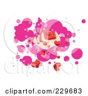 Poster, Art Print Of Hand Holding Tiny Red Hearts Over Pink And White