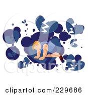 Royalty Free RF Clipart Illustration Of A Broken Hearted Man On His Hands And Knees Over White And Blue