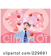 Royalty Free RF Clipart Illustration Of A Businessman Surrounded By Hearts On Pink
