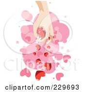 Poster, Art Print Of Hand Dropping Hearts Over Pink And White