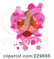 Poster, Art Print Of Lonely Teddy Bear Sitting On A Heart Over Pink Hearts On White