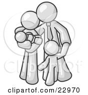 Clipart Illustration Of A White Family Man A Father Hugging His Wife And Two Children by Leo Blanchette