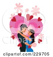 Poster, Art Print Of Couple Over Hearts On White