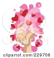 Poster, Art Print Of Hand Holding A Heart Over Pink And White