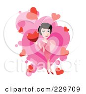 Poster, Art Print Of Woman Holding A Heart Over Pink And White - 2